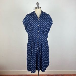 Brooks Brothers Blue Patterned Midi Dress Nautical “that is what sea said”